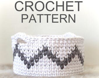 Crochet Basket Pattern, Storage Baskets, Crochet Pattern, Home Decor, Basket, Nursery Decor, Gift, Extreme Knitting, T-shirt Yarn, Pattern