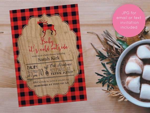 Lumberjack Baby Shower Invitation Buffalo Plaid Invites For Boy And Girl Diy Printable Digital Buffalo Plaid Invitation Template