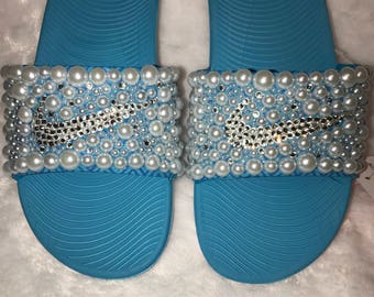 glitter nike slides