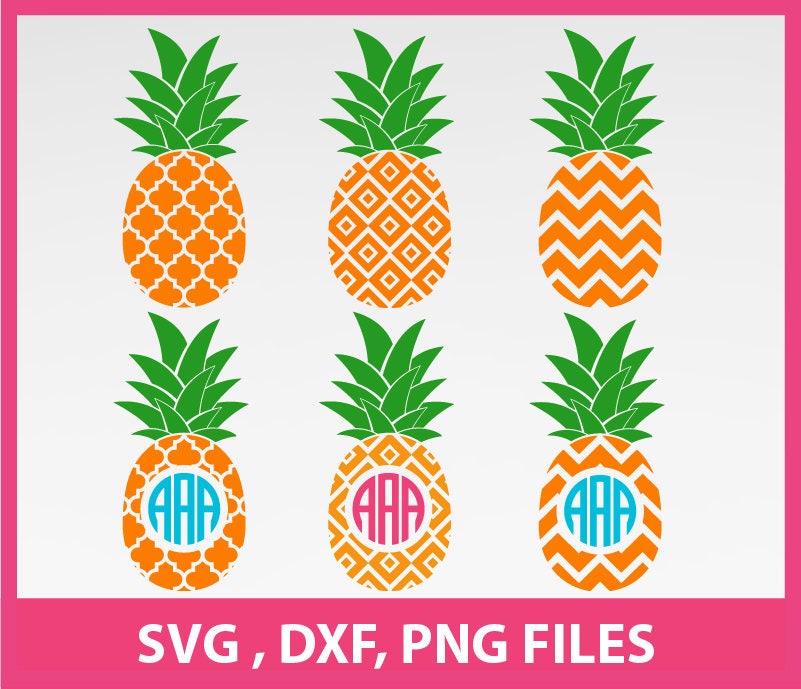 Download Pineapple SVG Pineapple Monogram Frame Svg DXF PNG Formats