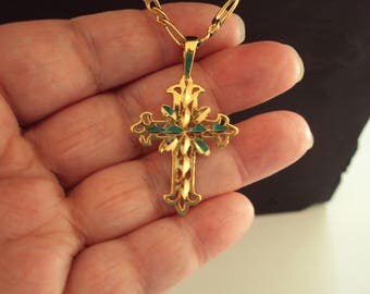 Ornate Cross Necklace 14K Gold Filled