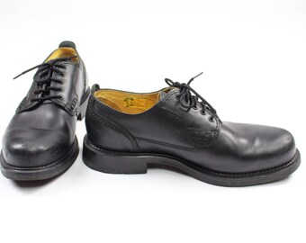 90's Genuine Black Leather Lace-Up Loafers