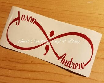 Semicolon Infinity Vinyl Decal. Semicolon Project, Love, Infinity