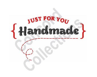 Label - Machine Embroidery Design, Just For You, Handmade