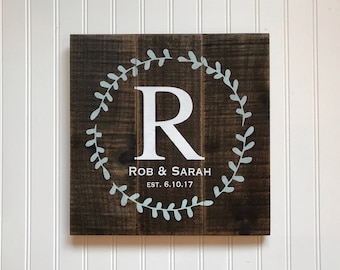Wedding Gift Sign, Family Name Established Date Sign, Custom Wedding Gift, est date Pallet, Initial, Monogram, Personalized Wedding GIft