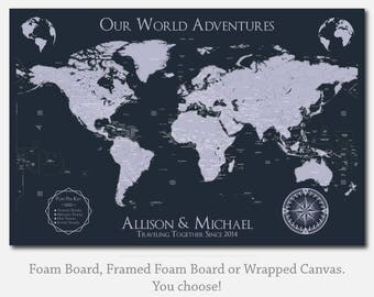 World Travel Map World Map Wall Art World Map Push Pin Map Art Personalized Map of World Map Canvas Travel Gifts Travel Map Pushpin World