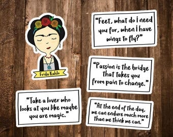 Frida Kahlo Sticker Set - Frida Kahlo Quote Stationary - Frida Kahlo Laptop Stickers - Feminist Gifts - Feminism/Frida Kahlo Party Decor
