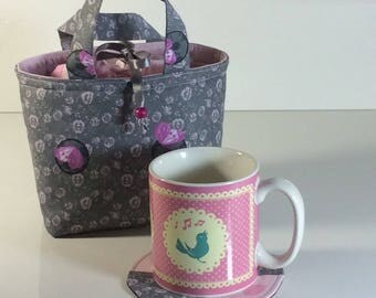 Mug romantic bag or purse mug and coaster