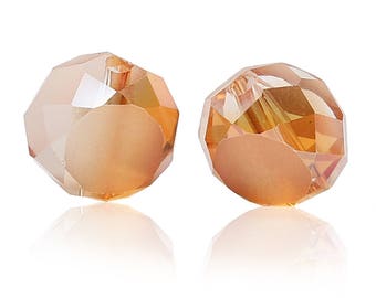 "Flat round" à facettes en verre Orange 10 mm 10 beads