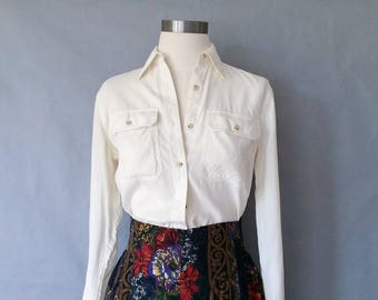 vintage silk blouse/ minimalist silk top/ silk shirt/ women's size XS/S