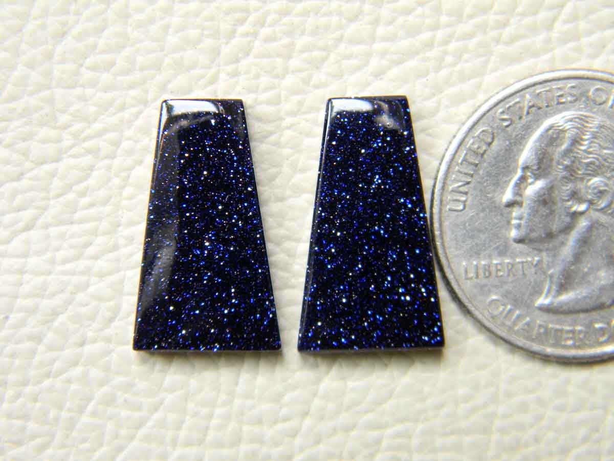 1 Pair 20x12 mm Blue Sunstone Gemstone Cabochon Unique