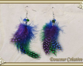Blue Green 104020 feather earrings