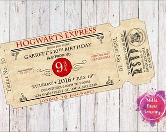 Harry Potter Hogwarts Express Ticket Party Invitation
