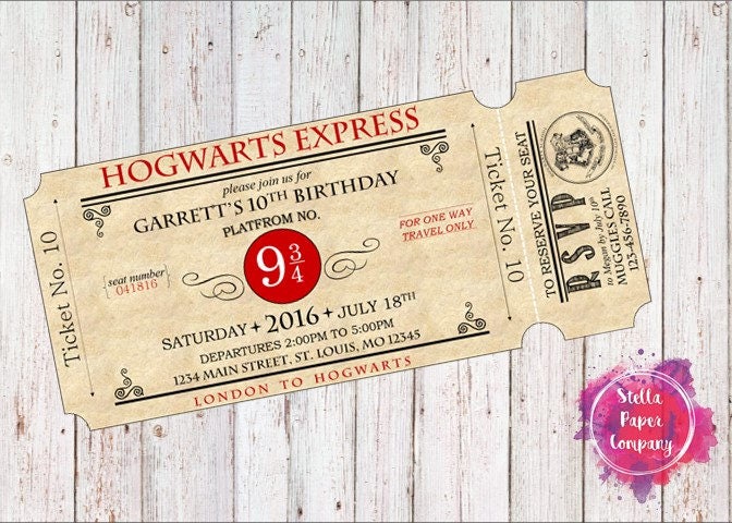 Harry Potter Hogwarts Express Ticket Party-Einladung