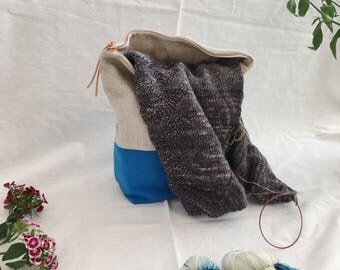 CARIBBEAN BLUE (large) - Knitting project bag / Zipper project bag / Zipper pouch / Project bag / Project bag for knitting