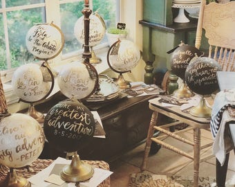 Custom Calligraphy Globe / Your Choice of Wording / White and Gold Calligraphy Globe or Black Globe / Custom Calligraphy of Your Choice