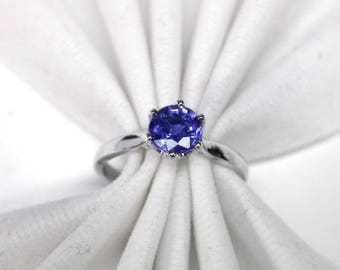 Wedding ring blue sapphire ring silver sterling 925