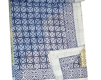 Handmade Indian Kantha throw bed cover queen size quilt new cotton ralli gudari
