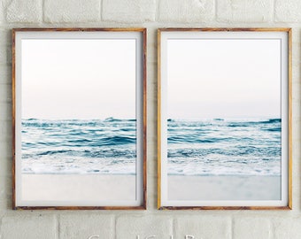 Set Of 2 Prints, Coastal, Minimal Wall Art, Beach Print, Ocean Print, Wall Decor, Wall Art, Prints, Blue Wall Art, Ocean Waves, Australia