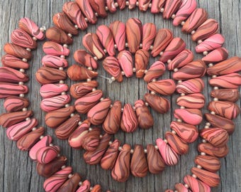 Handmade Polymer Clay Beads, Seashell Bead Set, Artisan Clay Bead Set, Tribal Bead Set, Jewelry Supply, Teardrop Bead Set, Boho Bead Set