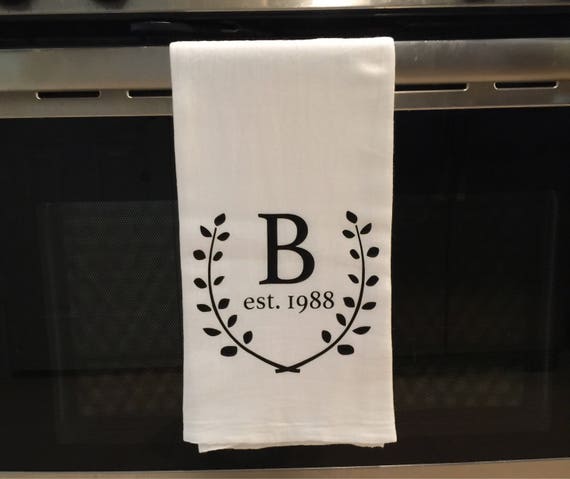 Initial Tea Towel Monogram Personalized Initial Tea Towel Monogram Personalized