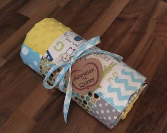 Modern Baby Quilt Handmade Personalized | Minky Baby Blanket | Baby Gift