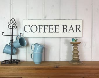 Coffee sign | rustic wood sign | coffee bar | coffee lovers gift | kitchen decor | rustic home decor | 24" x 7.25"