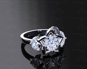 Destiny Inspired Kingdom Hearts 10k, 14k, 18k White/Yellow/Rose Gold Engagement Ring