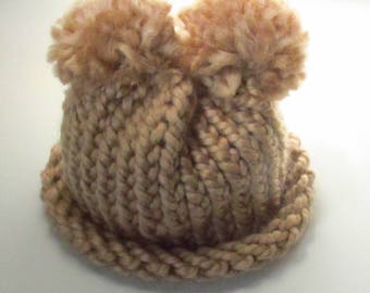 Huggalugs Oatmeal Pop Pom Pom Beanie Hat Baby & Kids