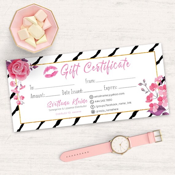 LipSense Gift Certificate Senegence Gift Card Lipsense Gift