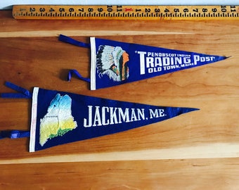 Authentic Vintage Souvenir Flags, Felt Flag Pennants