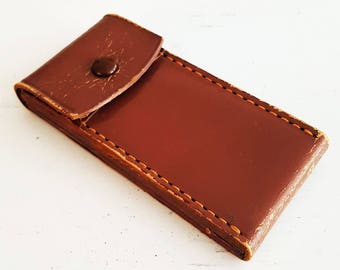 1950s Leather Cribbage Board, Travel Crib Board Made in Japan