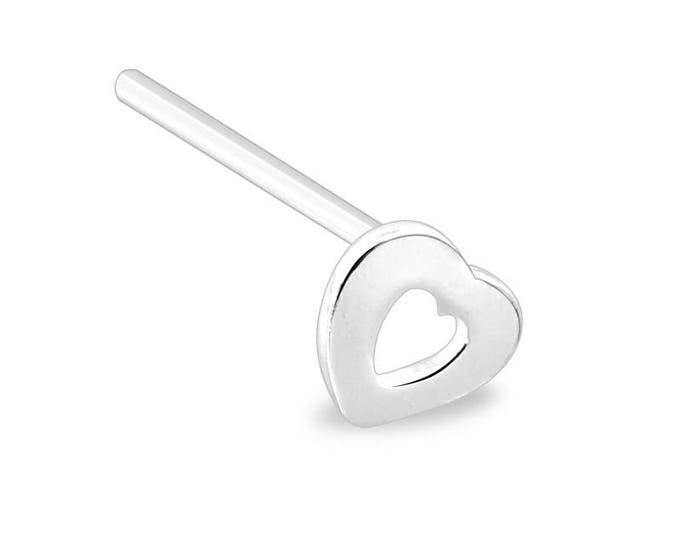 Sterling Silver Hollow Heart Top Nose Pin