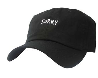 Custom Sorry Dad Hat, Justin Bieber Purpose Tour Merch Dad Hat, Kanye West Style Low Profile Baseball Cap, Tumblr Hat, Hipster Dad Hats Caps