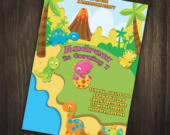Dinosaur Birthday Invitation, Dinosaur Invitation, Dino Birthday Invitation, Dino Party, First Birthday, 1st Birthday Invitation