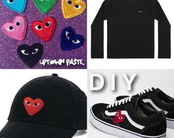 CDG Style Patch Free ww Shipping! Commes Des Garcons Type Sew On Patch CDG Play Patch Iron On Patch CDG Embroidered Patch Dad Hat Patches