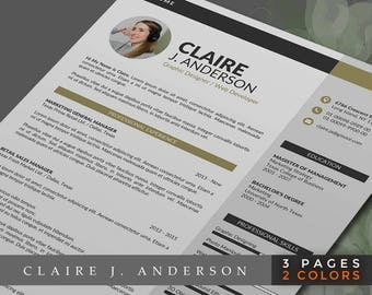 Creative Resume Template /Creative CV Template Instant Download, 2 Page Resume Design with free Cover Letter, Easy to edit for PC and Mac