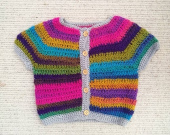Rainbow Jewels short sleeved cardigan age 2-3