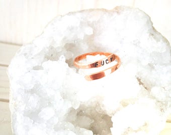 Fuck Copper Wrap Ring// fuck ring// copper ring// copper stamp ring// adjustable ring// copper stamped jewelry// stamped fuck ring