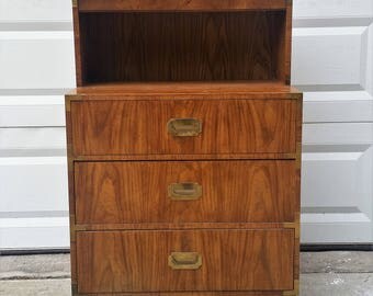 DIXIE Campaign Vintage Dresser - Chest of Drawers Unique Hutch Top Desk Unit
