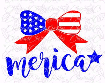 4th of July Bow SVG 4th of July SVG Fourth of July SVG Merica svg Bow monogram Svg 4th of July girl Silhouette Cameo Cricut Cut File Clipart