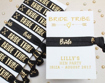 Personalized card - Bachelorette Party Favor - Hen Party Favours - Bride Tribe Hair Ties - Personalised Keepsake - Gifts for Hen Party