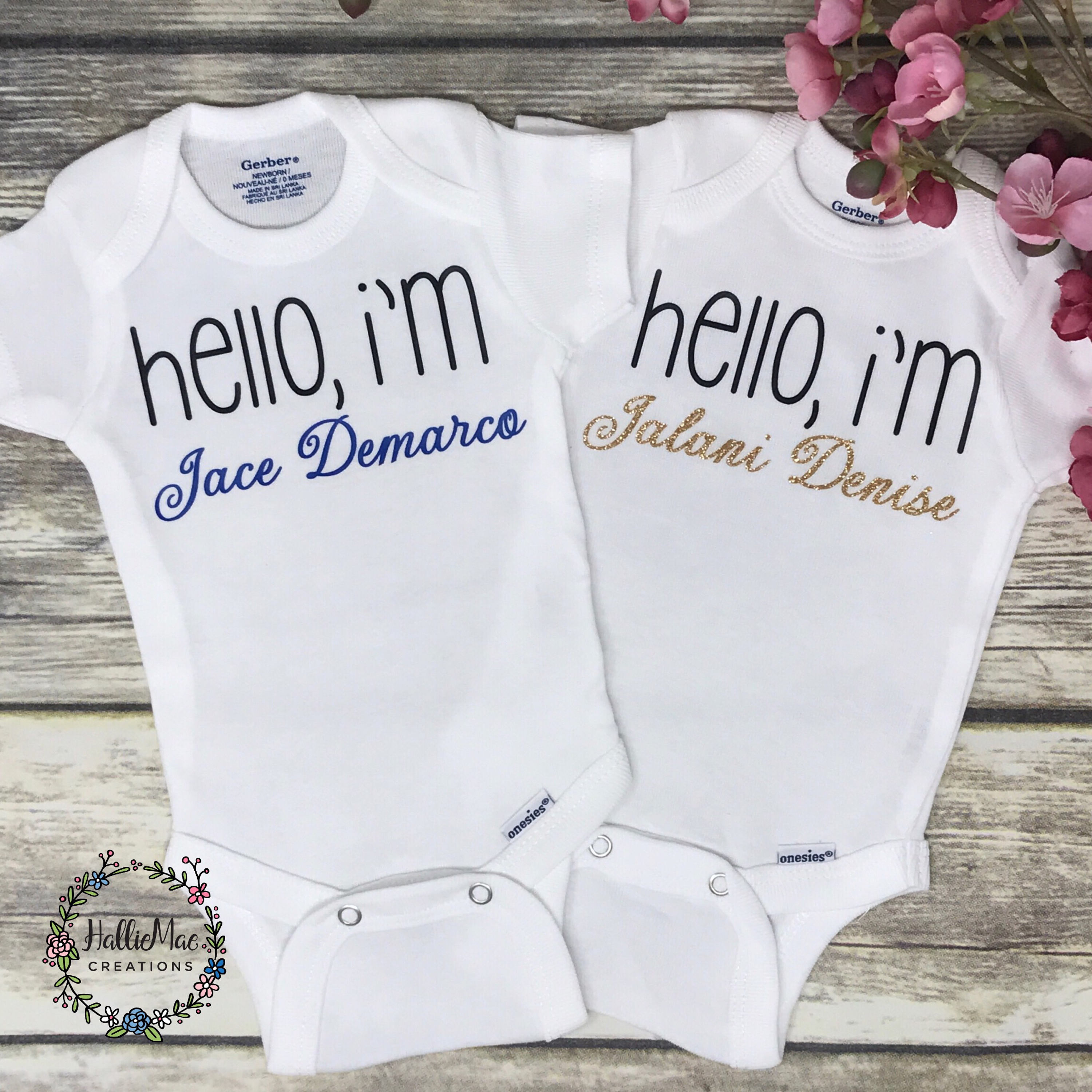 Twin Personalized Onesie Twin Custom Onesie Twin Baby