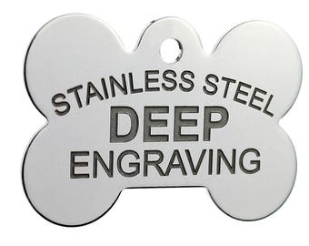 Stainless Steel Custom DEEP Engraved Pet ID Tags Personalized Front and Back Dog Tags for Dogs and Cats