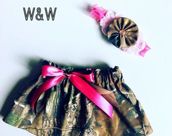 Camouflage Skirt, Realtree or Mossy Oak, Girls Hunting Skirt, Baby Girl Camouflage Skirt, Camo and Pink, Girls' Clothing, Skirts, Children's