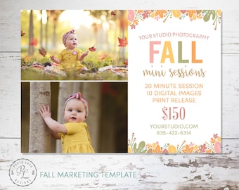 Fall Mini Session template, Fall Photography, Fall Marketing, Photoshop Template, Instant Download, Autumn Minis