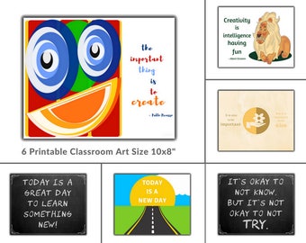Set of 30 Classroom Art, Growth Mindset Classroom Decor, Classroom Wall Art, Teacher Art Prints, Prints for Teachers, Homeschool Printables