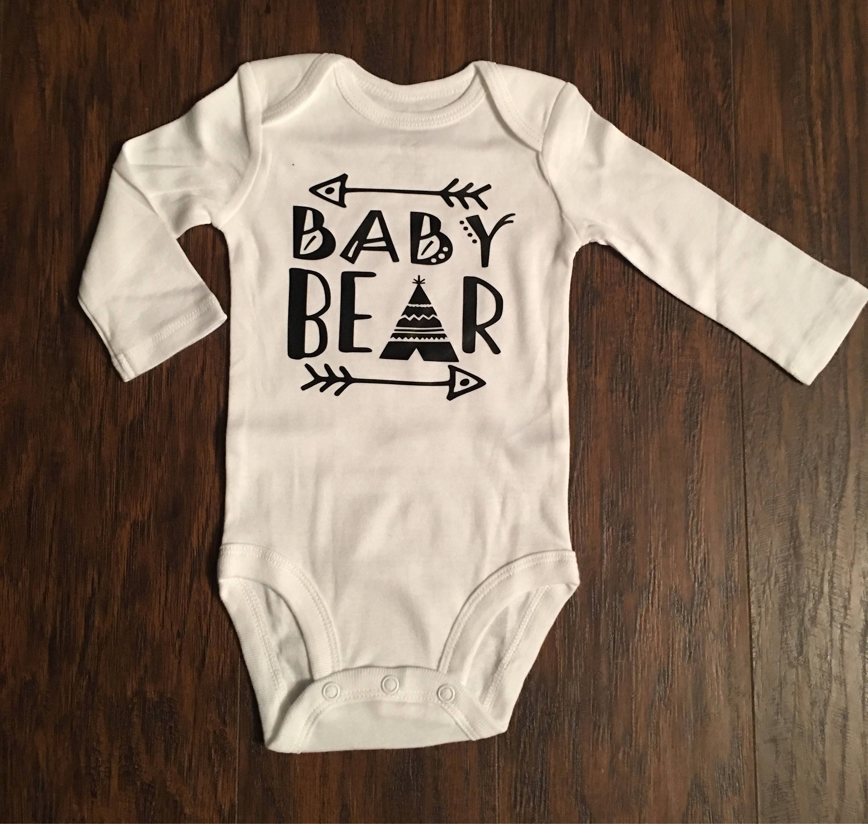 Long Sleeve Baby Boy Baby Bear Vinyl Onesie