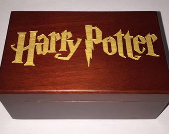 Harry Potter Inspired Wind Up Wooden Jewellery Music Box, Plays Hedwigs Theme, Harry Potter Inspired Gift