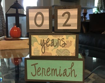 Age Blocks, Baby Age Blocks, Wooden Age Blocks, Baby Decor, Baby Shower Gifts